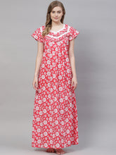 Load image into Gallery viewer, Women&#39;s Pure cotton Night Gown Sleepwear Printed Maxi Nighty-1FL