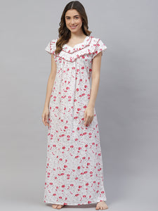 "Set of two women's cotton nightgowns on Shopify, showcasing one in solid pink and the other in delicate paisley print."
