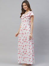 Load image into Gallery viewer, Model wearing a lightweight pure cotton nightie, showcasing its full-length design and roomy sleeves for optimal comfort