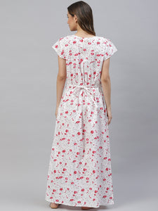 Women's Pure cotton Night Gown Sleepwear Printed Maxi Nighty-27FL