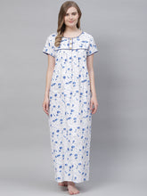 Load image into Gallery viewer, Model wearing a lightweight pure cotton nightie, showcasing its full-length design and roomy sleeves for optimal comfort