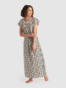 Women's Pure cotton Night Gown Sleepwear Printed Maxi Nighty-1314FL