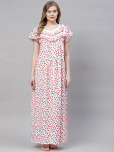 Set of two women's cotton nightgowns on Shopify, showcasing one in solid pink and the other in delicate paisley print