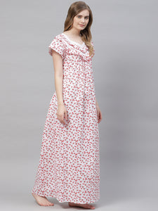 Luxury Pure Cotton Maxi Nightgowns for Women - Breathable & Eco-Friendly Sleepwear Printed Set of 2