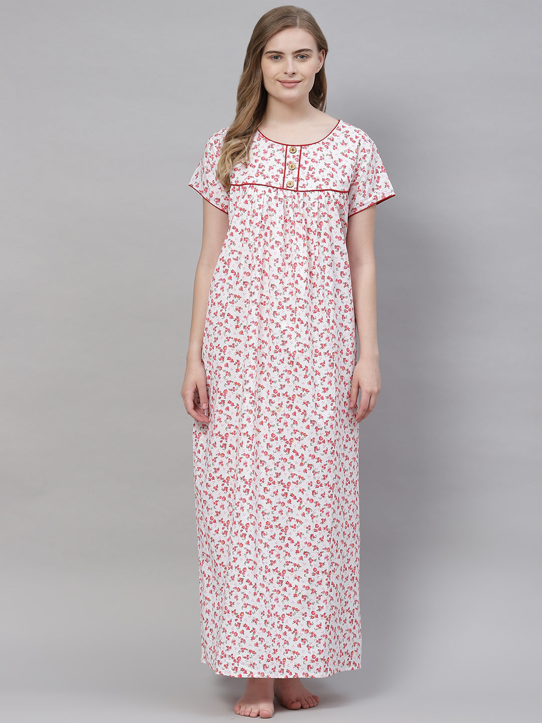 Women Cotton Short Sleeve Nightdress Regular Fit Nightie Maxi Ladies  Sleepwear | eBay